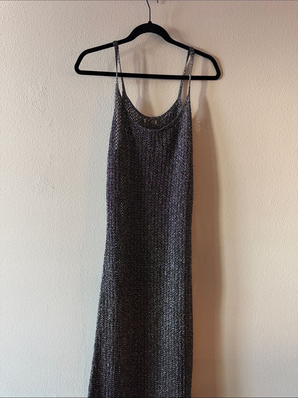 Zara Silver-Tone Metallic Maxi Slip Dress